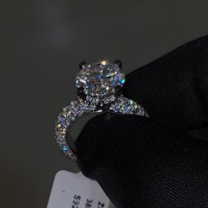 แหวนหมั้นโรแมนติกเดือนมีนาคม ประดับเพชรโมอิสซาไนต์ 5 กะรัต ระดับความสะอาด VVS ทอง 10K เงินสเตอร์ลิง ชุบทองคำขาวเต็มวง หรูหราสำหรับงานแต่งงาน - Product Image 5