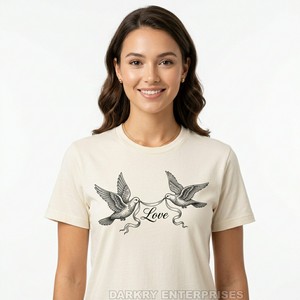 Custom Vintage Bird Print Women <b>T</b>-<b>Shirt</b> Wholesale Cream Cotton Cottagecore Tee OEM Manufacturer Ladies <b>Garden</b> Style Graphic Top - Product Image 1