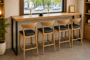 Modern Wood <b>Bar</b> <b>Table</b> With 3 Stools Midcentury Design Restaurant Furniture Set Durable Commercial Dining Set - Product Image 5
