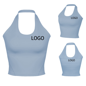 Women's Lightweight Breathable Skin Friendly Hanging Neck Yoga <b>Top</b> <b>Built</b>-<b>In</b> <b>Bra</b> Fitness Tank Gym Workout Athletic Wear - Product Image 6
