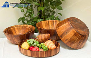 <b>Wooden</b> Salad Bowl Natural Mixed Pattern Big Size Hand Wash Only Eco Friendly Anti Bacterial <b>Utensil</b> Made in Vietnam - Product Image 5