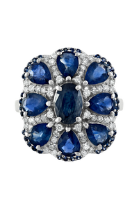 Anillo de Diamantes y Zafiro Azul en Plata de Ley 92.5 KLSR-11285 - Product Image 2