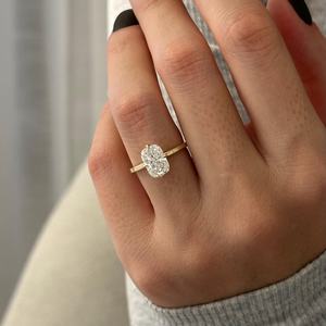 2 Carat Elongated Cushion Lab Grown <b>Diamond</b> Compass Set Engagement <b>Ring</b> , 14k Yellow Gold , IGI Certified - Product Image 6