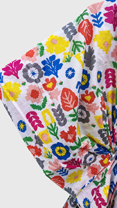 Robe kimono à imprimé floral pour femmes, col en V, manches courtes, tenue de plage d'été - Product Image 2