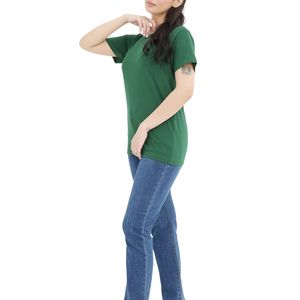 Camiseta de Color Sólido Personalizada al por Mayor para Mujer, Camiseta Informal de Manga Corta con Cuello Redondo, Suave y Cómoda para Uso Diario - Product Image 5