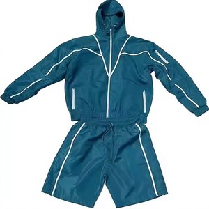 Conjunto de Pantalones Cortos y Sudadera con Capucha para Hombre, de Nailon Verde Marino, de Alta Calidad, con Logotipo Personalizado, Transpirable, Estilo Urbano - Product Image 1