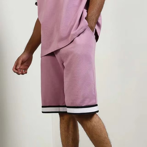 <b>Mens</b> Relaxed Fit Co Ord Set <b>Short</b> Sleeve Tee And Matching <b>Shorts</b> Contrast Band Detail Summer <b>Lounge</b> Wear Premium Two Piece - Product Image 4