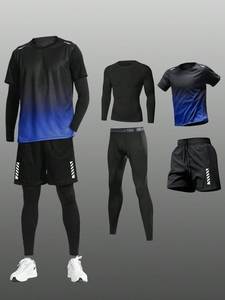 Conjunto Deportivo de Compresión de 3 Piezas para Hombre, Spandex/Poliéster, Tela Inteligente de Secado Rápido, Transpirable, Cintura Elástica, Cuello Redondo, Yoga - Product Image 2