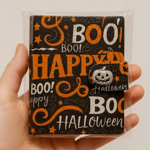<b>Mini</b> Halloween Doodle Faux Leather Journal 4x3 Handmade Customizable Cute Printed <b>Notebook</b> <b>Mini</b> Halloween Doodle Faux Leather - Product Image 4