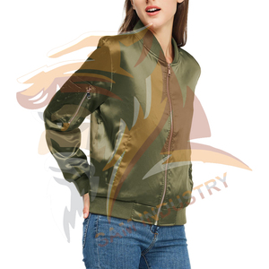 Eco Friendly Breathable Quilted Satin Bomber <b>Jacket</b> For <b>Ladies</b> Solid Color Long Sleeve Zipper Up Windproof Satin <b>Jacket</b> - Product Image 5