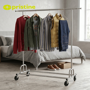 Perchero moderno de metal y acero con ruedas, soporte portátil independiente para almacenamiento de ropa, mueble para dormitorio - Product Image 6