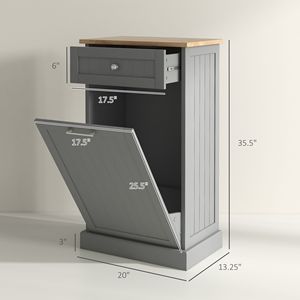 Organizzatore per Armadio Indipendente Grigio con Cestino Ribaltabile e Cassetto per Riciclaggio - Product Image 3