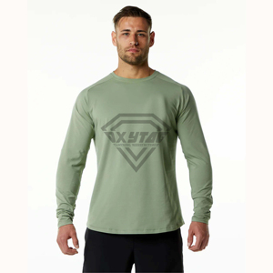Premium Custom Men Gym Fitness Long Sleeve Shirt Breathable Cotton Athletic <b>TShirt</b> Wholesale Activewear From Clothing Manufactur - Product Image 1