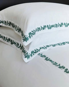 Wholesale Custom Cotton Duvet Cover Sets Embroidered Green Leave Chains <b>Bedding</b> Pillowcases Wearable Home Hotel Wedding 250TC - Product Image 2