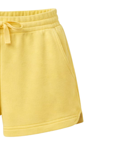 Custom Yellow Women Sweat Shorts Cotton Fleece Elastic Waist <b>Drawstring</b> Gym Casual Summer Shorts OEM Manufacturer Supplier - Product Image 4