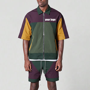 Ensemble court coupe-vent en nylon color block de haute qualité, élégant, avec fermeture éclair, style streetwear, deux pièces, léger et tendance - Product Image 4