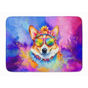 Corgi Hippie Dawg tapis de bain en mousse à mémoire de forme lavable en Machine Anti-Fatigue tapis de cuisine coussin de confort - Product Image 1