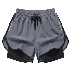 Men’s Quick Dry Beach Trunks <b>Mid</b> Waist Loose Fit Double <b>Layer</b> Swimsuit Solid Color Plus Size Swim Shorts - Product Image 2