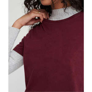 Maroon Plain <b>T</b> <b>Shirt</b> Unisex Soft Cotton Casual Half Sleeve Crew Neck Daily Wear Basic Tee - Product Image 3