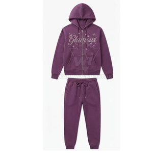 Conjunto Deportivo de Lujo con Pedrería, Sudadera con Cremallera y Pantalones Jogger, Corte Holgado - Product Image 2