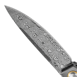 Couteaux pliants à motif Damas argenté avec manche à motif cuivre brun, clip de poche noir et design fin pour un usage quotidien - Product Image 3