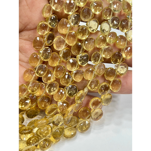 Cuentas facetadas de cuarzo natural AAA en forma de corazón, tamaño 6-7 mm aprox. Cadena de 8 Pulgadas - Product Image 1