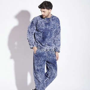 Vente en gros de survêtements délavés à l'acide survêtement délavé au soleil pour hommes OEM hiver tenue décontractée confortable respirant entièrement personnalisé coton - Product Image 6