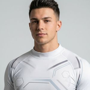 Chemises de compression blanches à col rond pour hommes, vêtements de sport, entraînement en salle de sport, couche de base, manches longues, imprimées, rashguard BJJ - Product Image 4