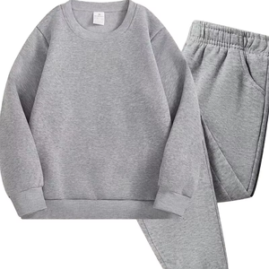 Girls' 2-Piece Fall Winter Casual Round Neck 100% Cotton Anti-Wrinkle Sweatshirt & Long Pants Set for Holidays Vacation - Product Image 1