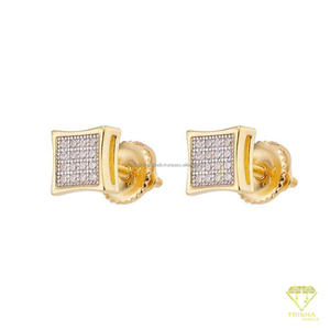 Deslumbrantes Pendientes de Diamantes Cuadrados Cultivados en Laboratorio, Chapados en Oro sobre Plata de Ley 925, Colección de Joyería de Lujo - Product Image 5