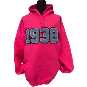 Sweat-shirt à capuche en chenille rose 1938, mélange de coton doux, pull à capuche à manches longues, vêtement décontracté pour tous les jours - Product Image 1
