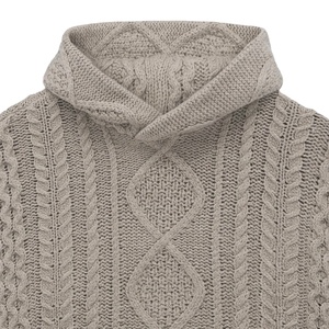 Women's Hooded <b>Cable</b> <b>Knit</b> Pullover <b>Sweater</b> Full Sleeve Casual Winter 100% Acrylic Geometric Pattern Regular Length - Product Image 6