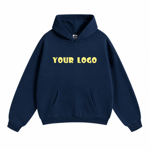 <span class=keywords><strong>Sweat</strong></span> à <span class=keywords><strong>capuche</strong></span> unisexe surdimensionné <span class=keywords><strong>bleu</strong></span> <span class=keywords><strong>marine</strong></span> personnalisé, écologique, en molleton 100 % coton, avec logo personnalisé, OEM ODM - Product Image 1