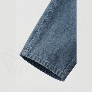Straight-Leg <b>High</b> <b>Waist</b> Stonewashed Denim <b>Jeans</b> <b>Men</b> Regular Fit Cotton Casual Autumn Style Pants - Product Image 6