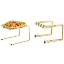 Support à pizza pliable en métal doré avec embouts antidérapants pour servir la pizza - Product Image 3