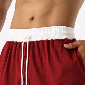 Shorts en maille gris clair pour homme avec cordon de serrage à la taille, séchage rapide, poches, vêtements de sport décontractés, longueur courte, couleur unie, tissu tissé - Product Image 6