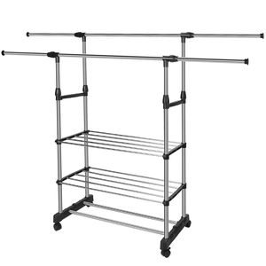 Porte-vêtements extensible sur roulettes avec barre de suspension, capacité maximale de 35 kg - Product Image 2