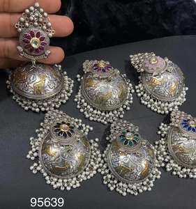 Pendientes de Plata de Ley 925 al por mayor bellamente hechos diseño único con toque étnico oxidado accesorio de joyería de moda - Product Image 6