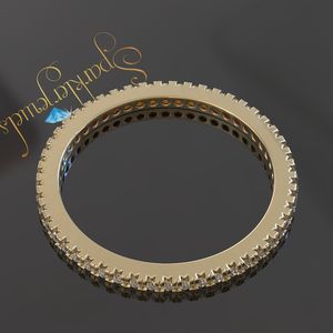 Anillo de eternidad completo con diamantes de moissanita, anillo de boda apilable para mujer |   Anillo de Oro Sólido a Juego |   Anillo Infinito - Product Image 5