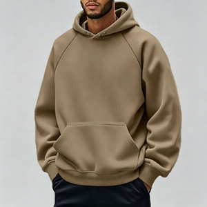 Sweat-shirt à capuche décontracté pour homme, blanc uni, manches raglan, avec poche - Product Image 2