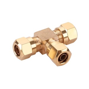 Raccord de compression en laiton, raccord en T à 3 voies, surface lisse, haute qualité, doré - Product Image 4