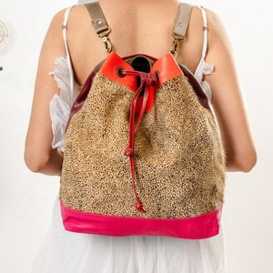 LW Genuine Cow Hide Leather Women's <b>Backpack</b> Bohemian Rock Style Insulated Portable Laptop Bag PVC Water Resistant Shoulder - Product Image 1