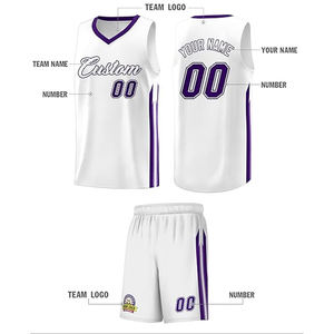 Ensemble de maillots et shorts de basket-ball personnalisés, 100% polyester, logo personnalisé, nom, numéro, plaque, impression par sublimation 3D - Product Image 4