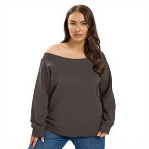 Sweat-shirt imprimé décontracté pour femme, coupe ample, à épaules dénudées, manches longues, doux et léger, idéal pour le quotidien - Product Image 4