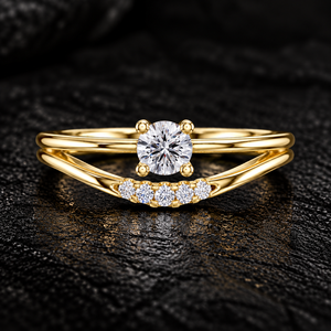 Cut Lab Grown Diamond Solitaire <b>Split</b> Shank Pave Band 10K 14K 18K Solid Gold Brilliant Cut Rhodium Plated DEF-VVS <b>Ring</b> - Product Image 1