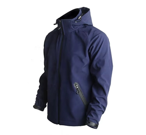 <b>Men's</b> Hooded Fleece <b>Jacket</b> Windproof Casual Outdoor Wear Solid Color Zipper Closure Polyester Shell Autumn Wear - Product Image 4