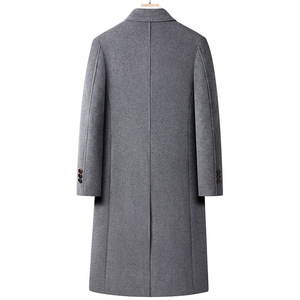 <b>Men's</b> <b>Double</b> <b>Breasted</b> Wool <b>Overcoat</b> Long Trench Coat Solid Color Turn-down Collar Regular Sleeve Warm Winter Outerwear - Product Image 3