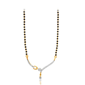 Collier pour femme plaqué or 18 carats avec diamant de laboratoire taillé, certifié IGI, pour un usage quotidien romantique, chaîne en or jaune, perles noires, modèle Pulse - Product Image 1