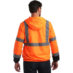 <b>Mens</b> <b>Reflective</b> High Visibility Safety <b>Jacket</b> Waterproof Workwear Coat for Construction Site Protection - Product Image 4