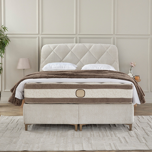 Luxury Upholstered Fabric Bed with Diamond Tufted Headboard Premium Pocket Spring Mattress Modern Bedroom Furniture - Product Image 2